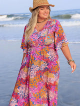 Plus Size Slit Printed Half Sleeve Dress Casual Dresses - Tophatter Daily Deals