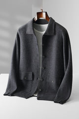 Warm Classic Men's Polo Cardigan - Wool, Button, Autumn Dark Gray 3D Changing Face Moving Picture Frame - Tophatter Daily Deals