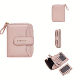 Compact Zip Bifold Wallet with Snap Card Flap and ID Windows Light Pink Handbags & Wallets - Tophatter Daily Deals