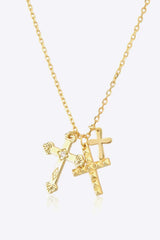 Inlaid Zircon Cross Pendant 925 Sterling Silver Necklace Gold One Size Necklaces - Tophatter Daily Deals