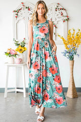 Floral Sleeveless Maxi Dress with Pockets Floral Casual Dresses - Tophatter Daily Deals