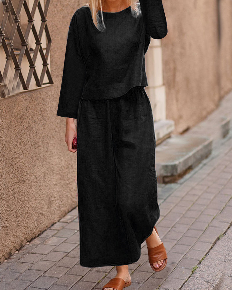 Long Sleeve Two Piece Sets Black Two Pieces Sets - Tophatter Daily Deals