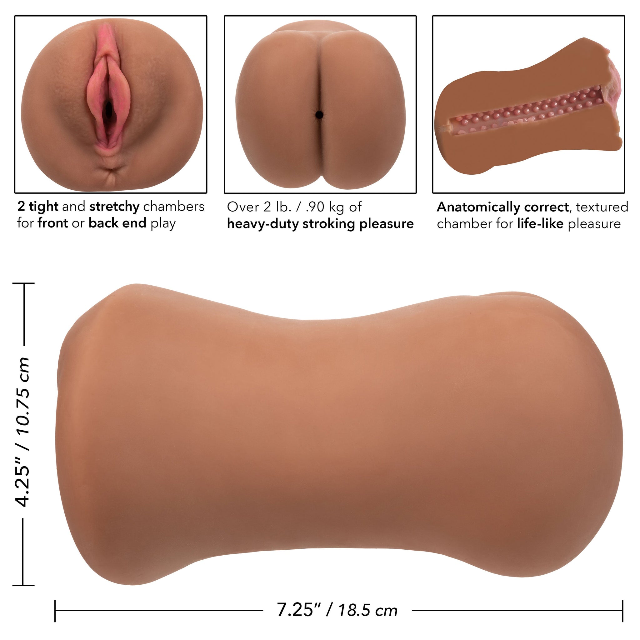 Stroke It Dual Entry Pussy and Ass Stroker Sleeve – Brown > Sex Toys For Men > Masturbators > Manual - Tophatter Daily Deals