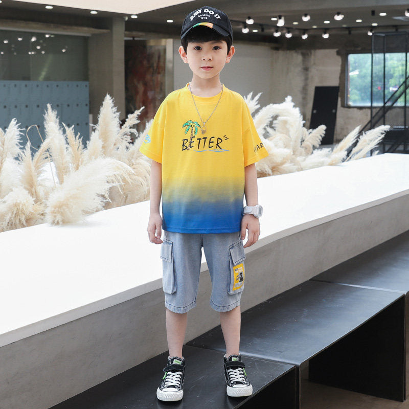 Boys" Summer Suit New CUHK Children"s Handsome Yellow 0 - Tophatter Daily Deals