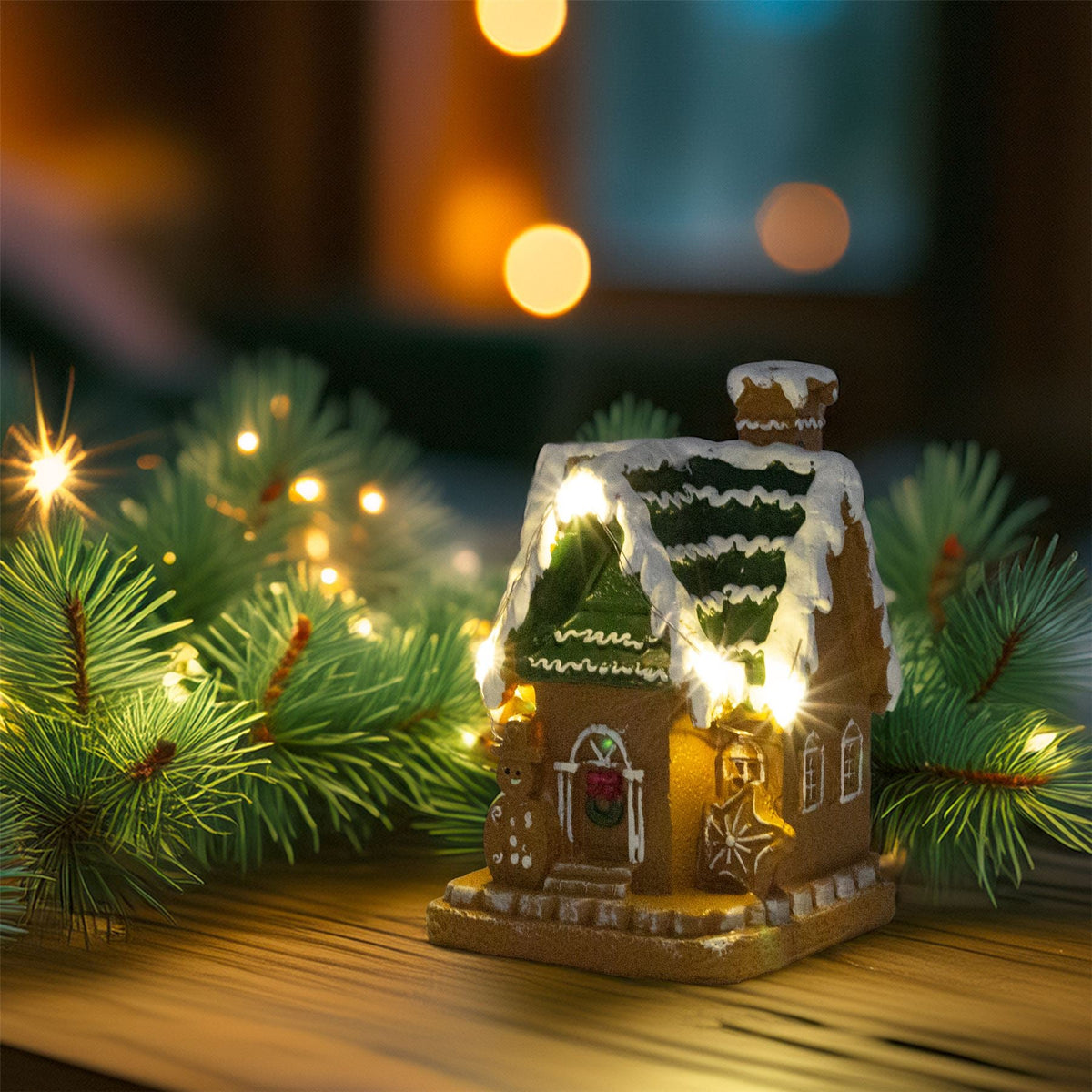 LED Gingerbread House Ornament | Light-Up Mini Christmas House Decoration 13cm LED Light - Tophatter Daily Deals