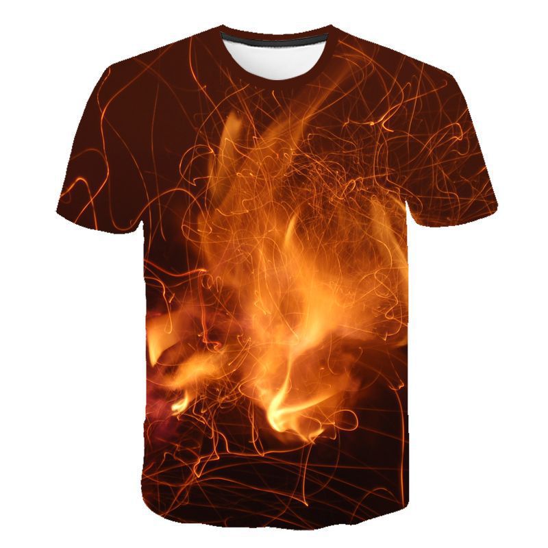 3D Digital Printing Burning Flame 3DT Shirt 0 - Tophatter Daily Deals