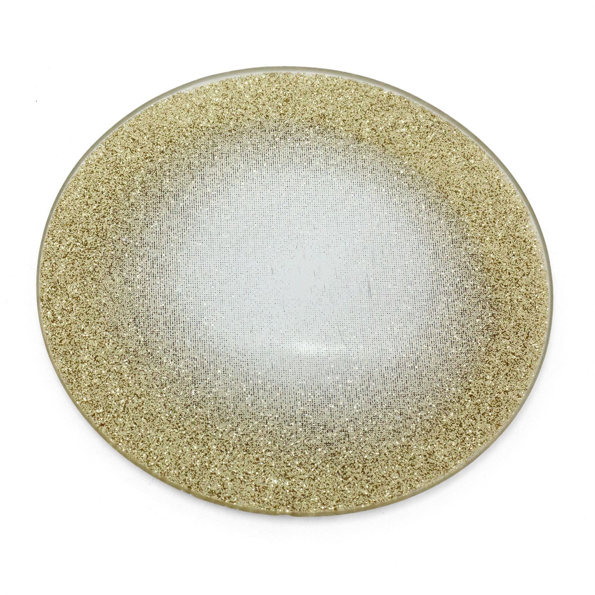 Champagne Gold Swirl Glass Glitter Coaster | Round Mirrored Candle Plate - 10cm Coaster - Tophatter Daily Deals