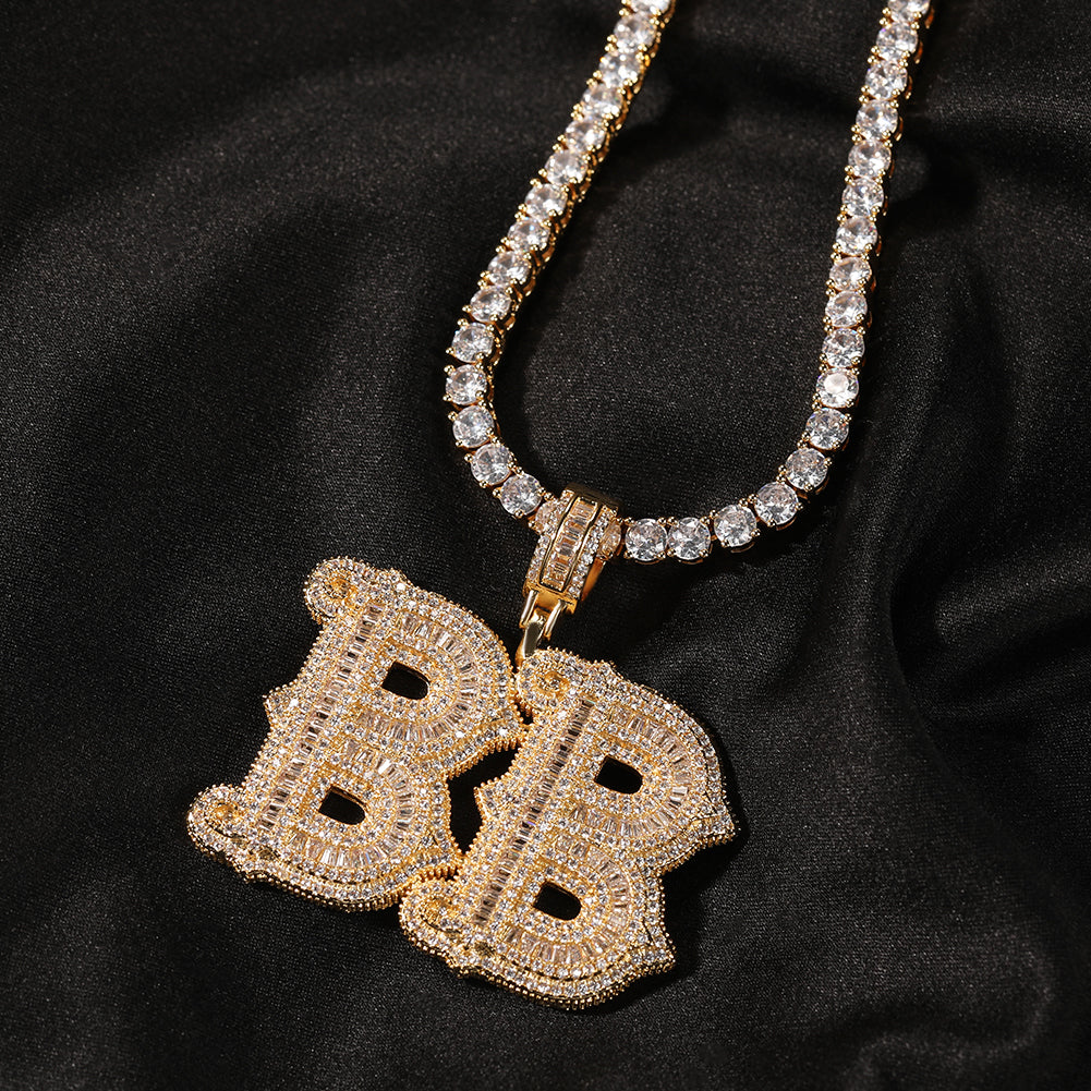 Alphabet Necklace Hip Hop Full Of Diamonds With Spiked Rock Candy Letters 7 - Tophatter Daily Deals