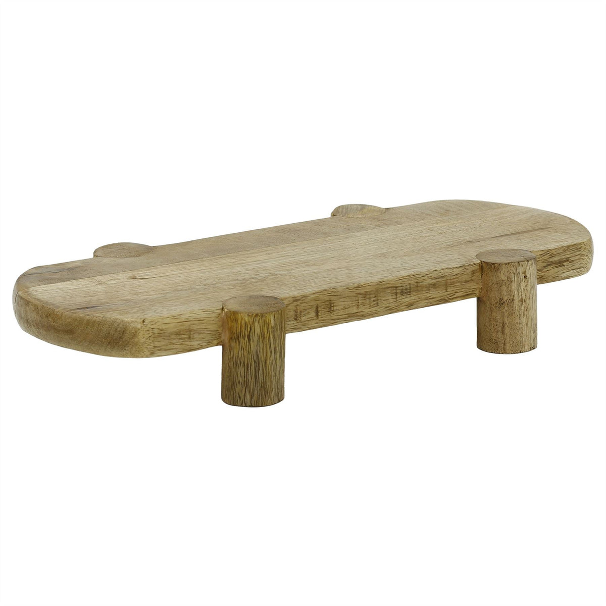 Mango Wood Serving Platter, Natural Raised Cheese Board with Feet 35 x 18 cm Serving Board - Tophatter Daily Deals
