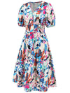 Ruched Printed Surplice Short Sleeve Dress Casual Dresses - Tophatter Daily Deals