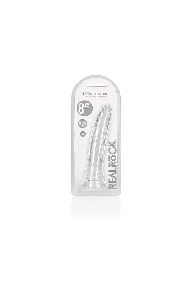 Shots Toys - RealRock - 8" Slim Realistic Dildo with Suction Cup - Clear Sex Toy - Tophatter Daily Deals