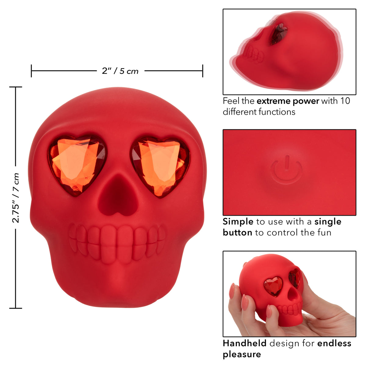 Naughty Bits Bone Head Handheld Massager Red Silicone with 10 Vibration Functions Waterproof Rechargeable > Vibrators > Standard Vibrators - Tophatter Daily Deals