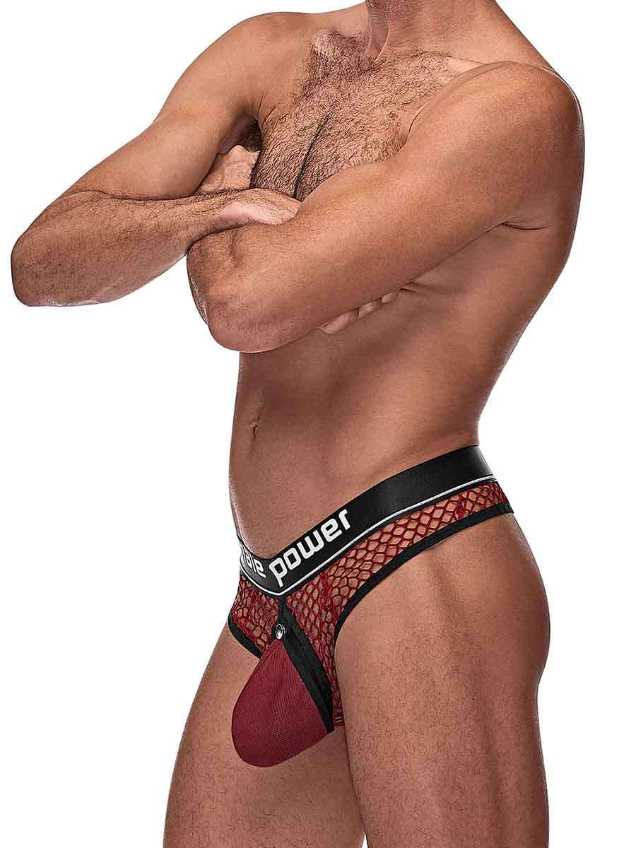 Male Power Burgundy Cock Pit Net Mesh Cock Ring Thong S/M > Clothes > Mens Thongs - Tophatter Daily Deals