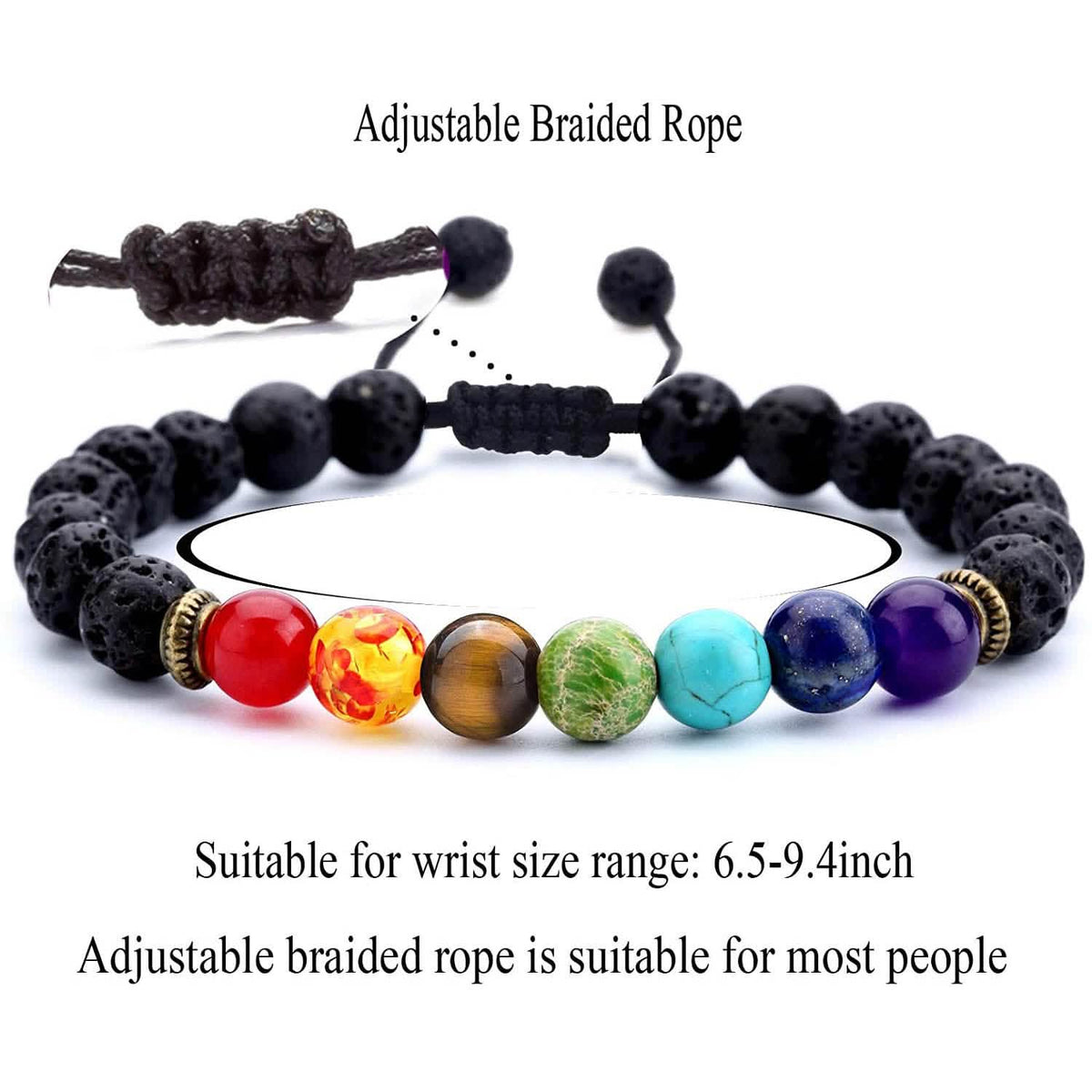8mm Lava Rock 7 Chakras Braided Bracelet Bracelets - Tophatter Daily Deals