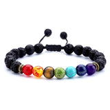 8mm Lava Rock 7 Chakras Braided Bracelet Lava Chakra Bracelets - Tophatter Daily Deals