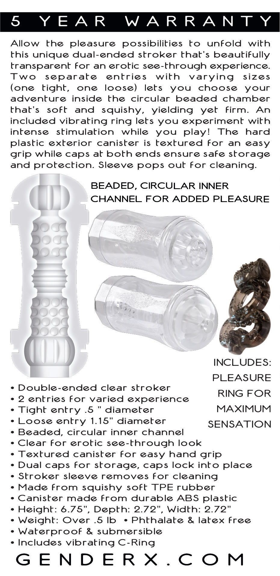 Gender X Double Fantasy – Dual-Ended Transparent Stroker > Sex Toys For Men > Masturbators Cup - Tophatter Daily Deals