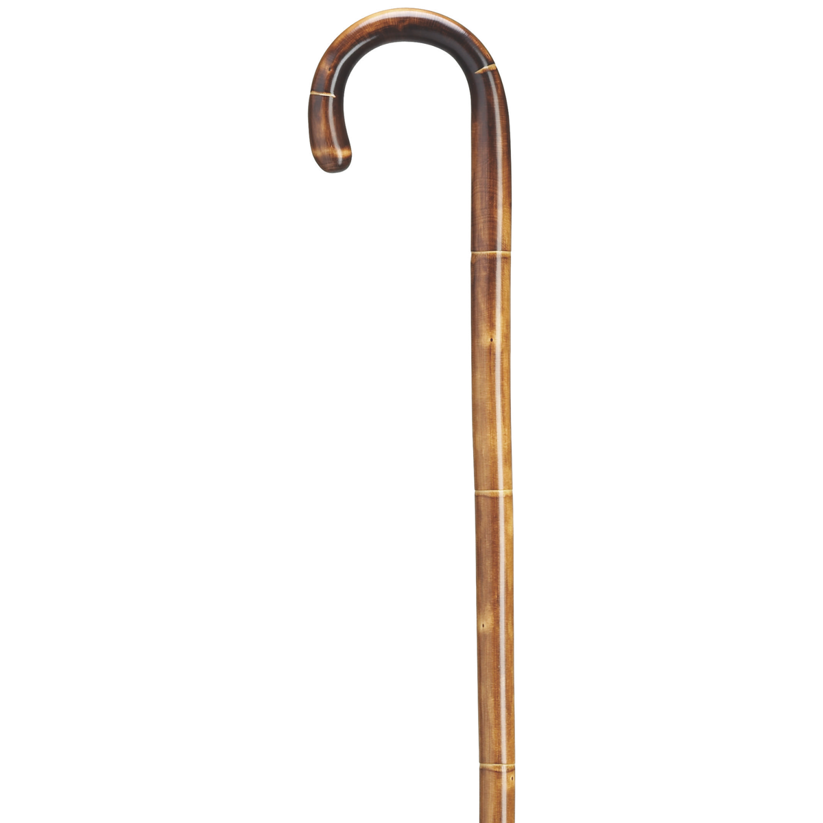 Extra Tall Chestnut Crook Handle Cane-Stepped & Scorched - Tophatter Daily Deals