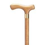 Fritz Men's Solid Wood Walking Cane - Elegant Brass Accent Scorched - Tophatter Daily Deals