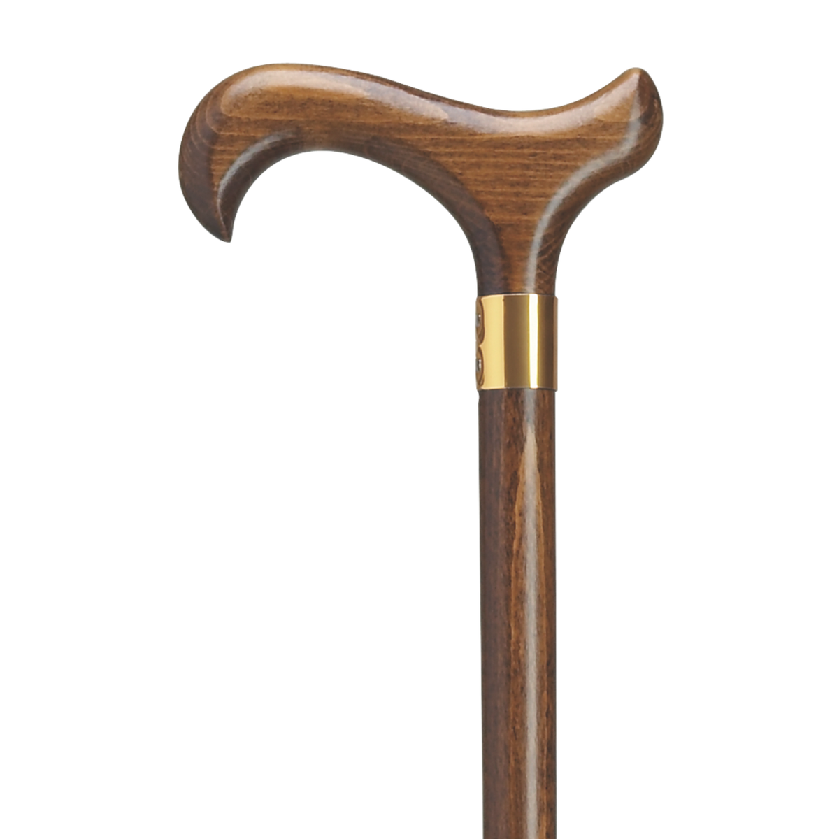 Ladies Classic Derby Walking Cane - Brass Band Walnut - Tophatter Daily Deals