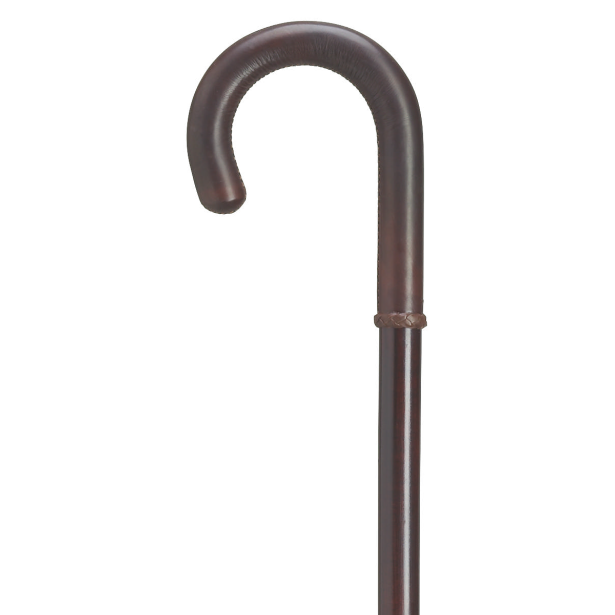 Hand Stitched Leather Crook Handle Mahogany - Tophatter Daily Deals