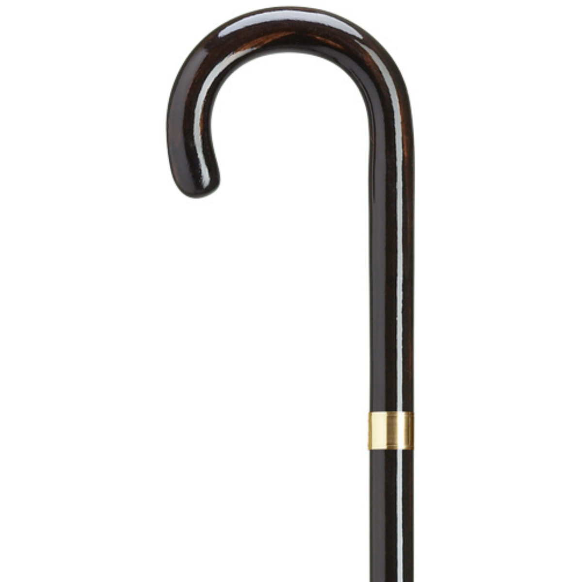 Elegant Ebony-Stained Ladies Cane with Gold Band, 36 Shaft Gold Plate - Tophatter Daily Deals
