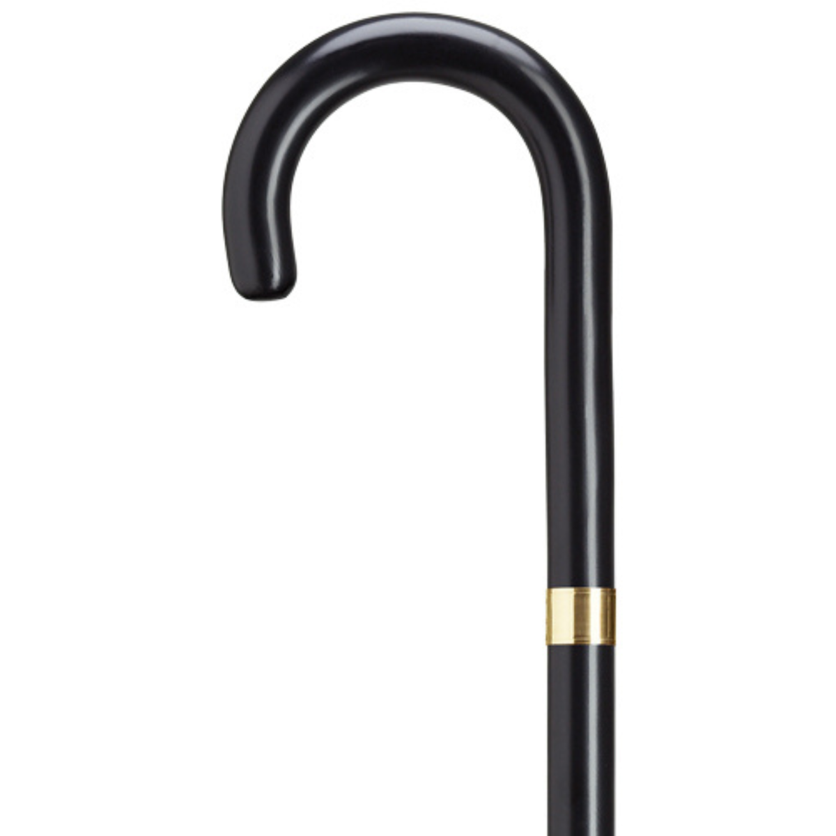 Gold Plated Band Crook Handle Canes Black w Gold Plate Band - Tophatter Daily Deals