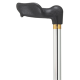 Adjustable Left-Hand Walking Cane with Molded Grip Handle - Black Chrome - Tophatter Daily Deals