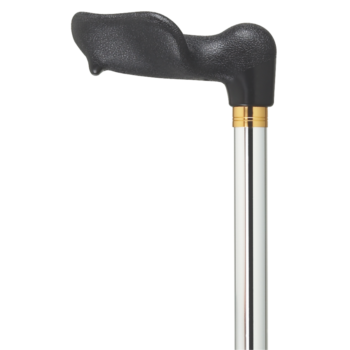 Adjustable Left-Hand Walking Cane with Molded Grip Handle - Black Chrome - Tophatter Daily Deals