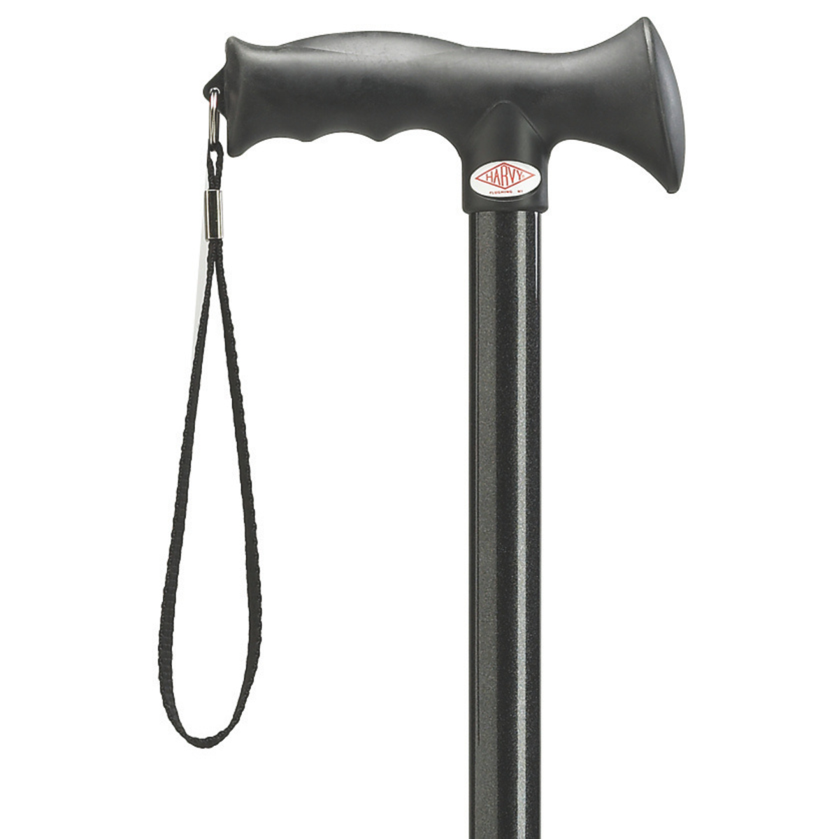 Ergonomic Adjustable Aluminum Walking Cane with Grip & Strap Black - Tophatter Daily Deals