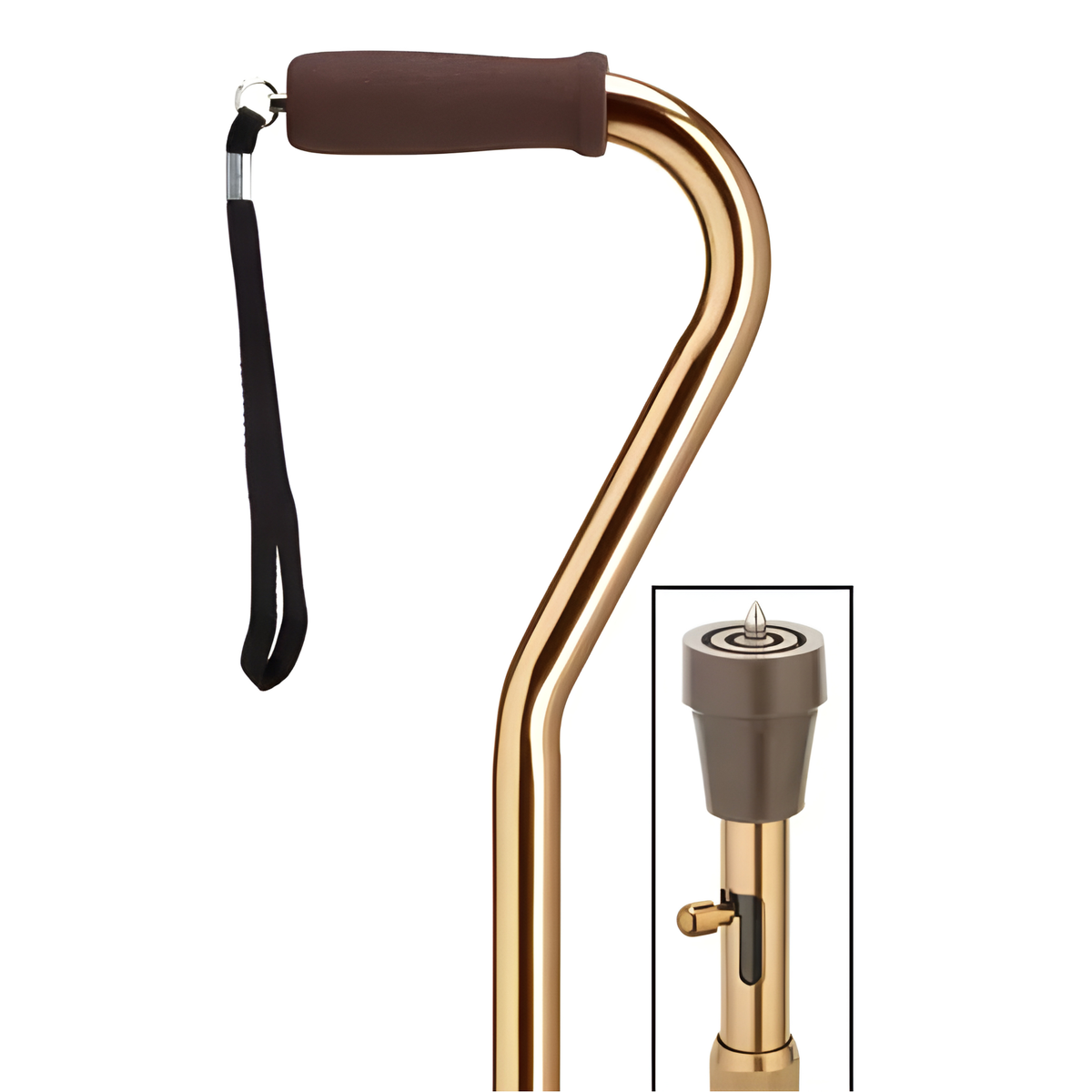 Aluminum Adjustable Walking Cane with Ice Pick Retractable Bottom Bronze - Tophatter Daily Deals