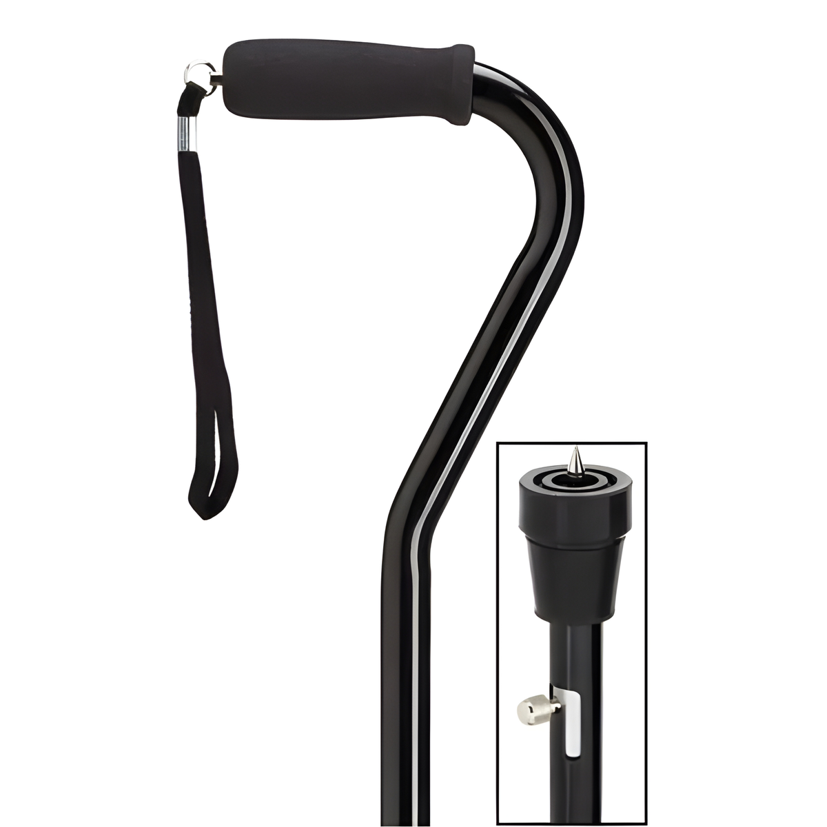 Aluminum Adjustable Walking Cane with Ice Pick Retractable Bottom Black - Tophatter Daily Deals