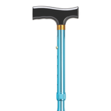 TravelFlex Adjustable Folding Cane with Wood Handle, Support and Stability Blue - Tophatter Daily Deals