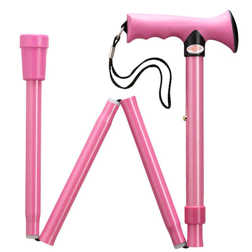 Adjustable Folding Walking Cane with Ergonomic Grip - 5 Colors Light Pink - Tophatter Daily Deals