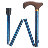 Granite Tone Wood Grain Derby Folding Cane, Adjustable 33''-37'', Blue Granite - Tophatter Daily Deals