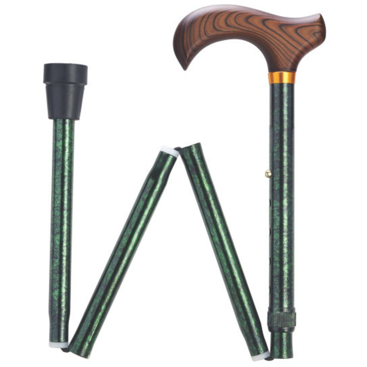 Granite Tone Wood Grain Derby Folding Cane, Adjustable 33''-37'', Green Granite - Tophatter Daily Deals