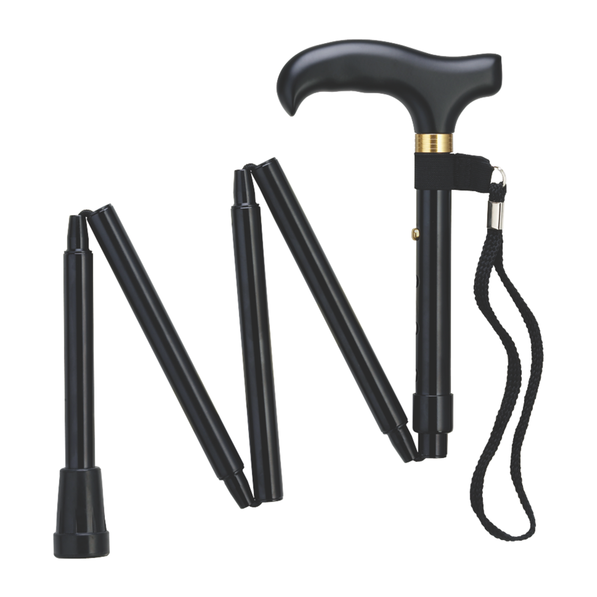 Compact Ladies Folding Cane - Adjustable Aluminum, Wood-Style Handle Black - Tophatter Daily Deals