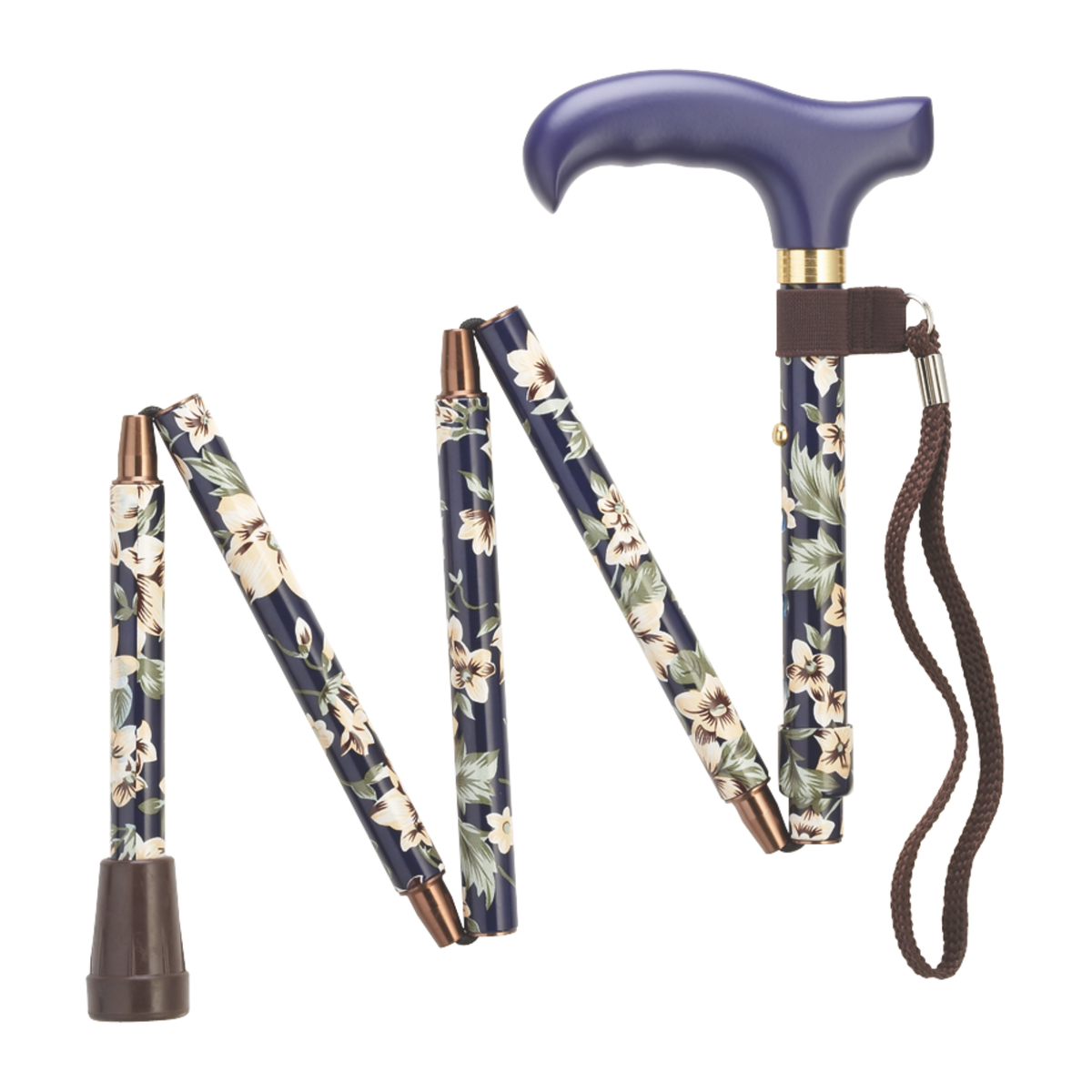 Compact Ladies Folding Cane - Adjustable Aluminum, Wood-Style Handle Dogwood - Tophatter Daily Deals