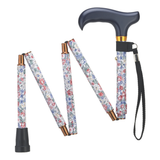 Compact Ladies Folding Cane - Adjustable Aluminum, Wood-Style Handle Wildflowers - Tophatter Daily Deals
