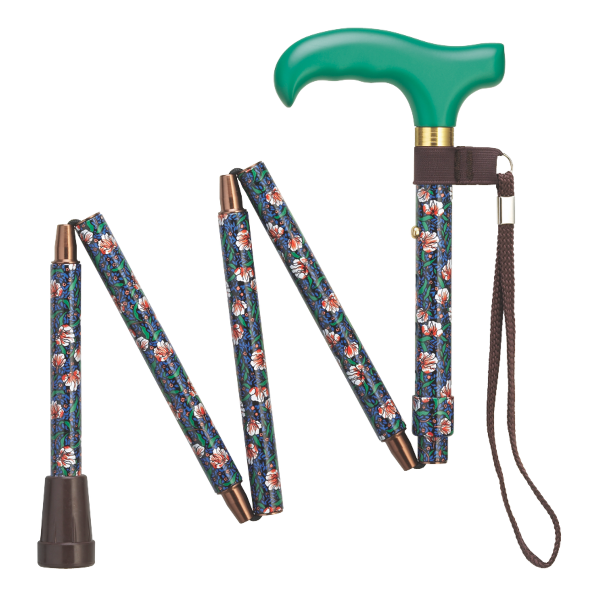 Compact Ladies Folding Cane - Adjustable Aluminum, Wood-Style Handle Trumpet Vines - Tophatter Daily Deals