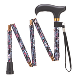 Compact Ladies Folding Cane - Adjustable Aluminum, Wood-Style Handle Blackberry - Tophatter Daily Deals