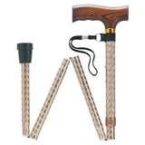 Elegant Scallop Design Folding Cane with Fritz Handle, 33-37 Adjustable Brown - Tophatter Daily Deals