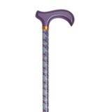 Stylish Adjustable Walking Cane with Wood Handle - 11 Trendy Prints Purple Crocus - Tophatter Daily Deals