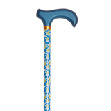 Stylish Adjustable Walking Cane with Wood Handle - 11 Trendy Prints Blue Frangipani - Tophatter Daily Deals