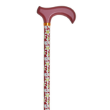 Stylish Adjustable Walking Cane with Wood Handle - 11 Trendy Prints Red Frangipani - Tophatter Daily Deals