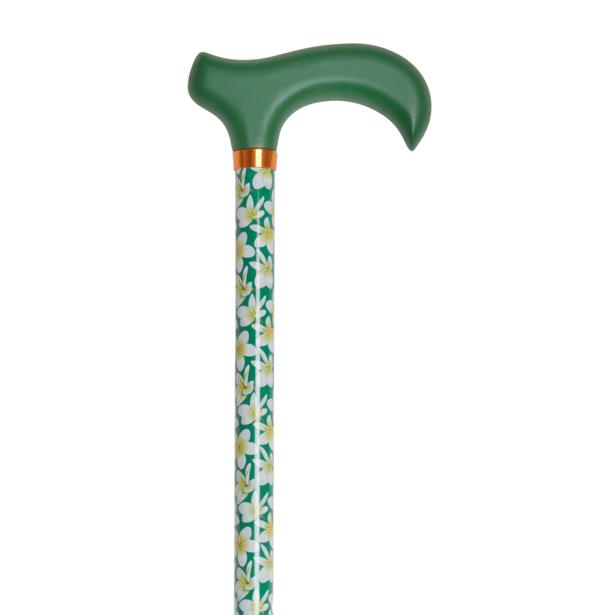 Stylish Adjustable Walking Cane with Wood Handle - 11 Trendy Prints Green Frangipani - Tophatter Daily Deals