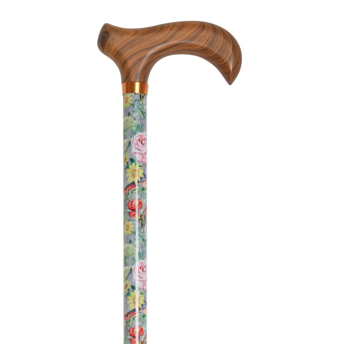 Stylish Adjustable Walking Cane with Wood Handle - 11 Trendy Prints Garden Glory - Tophatter Daily Deals
