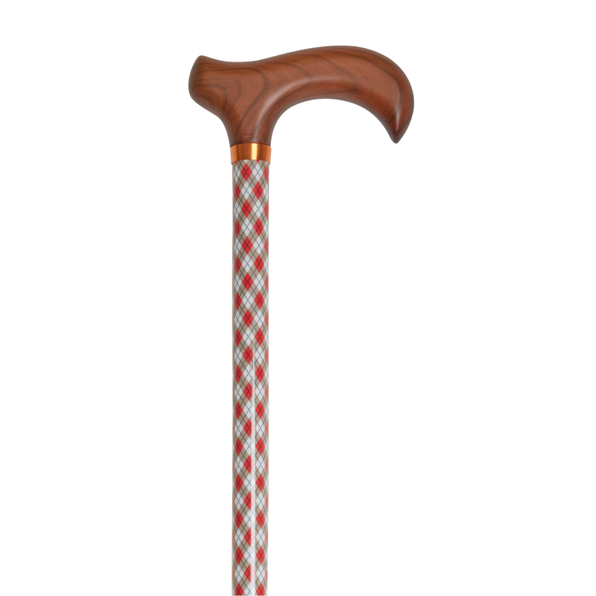 Stylish Adjustable Walking Cane with Wood Handle - 11 Trendy Prints Red Tartan - Tophatter Daily Deals