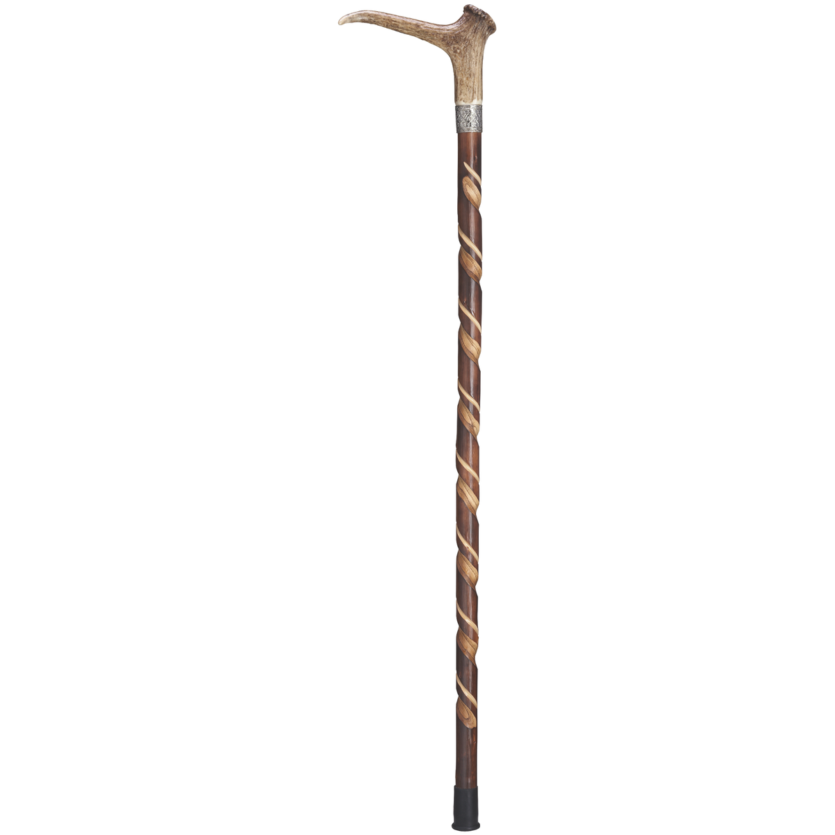 Premium Stag Horn Antler Walking Cane with Hand-Carved Chestnut Shaft - Tophatter Daily Deals