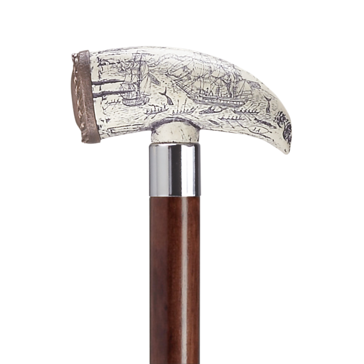 Scrimshaw Whale Tooth Walking Cane Walnut - Tophatter Daily Deals
