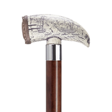 Scrimshaw Whale Tooth Walking Cane Walnut - Tophatter Daily Deals